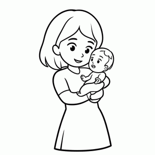 Mae E Bebe Cuidando para colorir