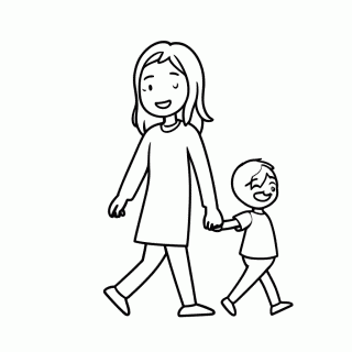 Mae E Filho De Maos Dadas para colorir