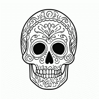 Caveira Decorada Mexicana — Dia dos Mortos Mexicano para Colorir