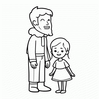 Pai E Filha De Mao Dada — Dia dos Pais para Colorir