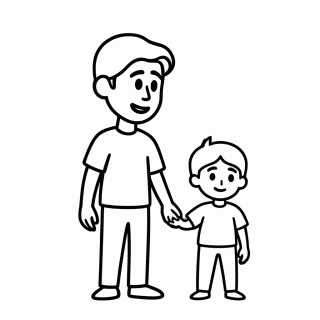 Pai E Filho De Mao Dada para colorir