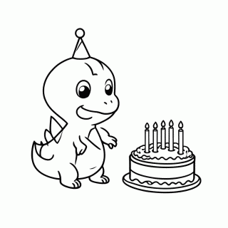 Dino de Aniversário para colorir