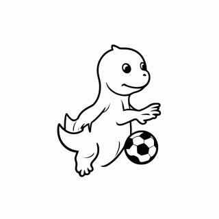 Dino Jogando Futebol para colorir