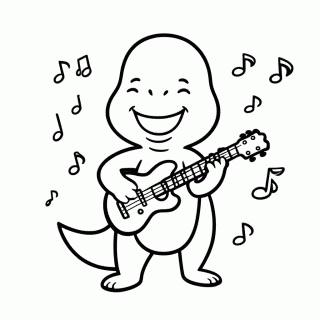 Dino Músico para colorir