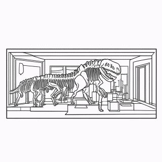 Museu Com Dinossauros para colorir