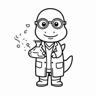 Dino Cientista para colorir