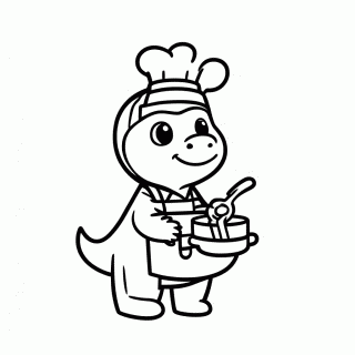 Dino Cozinheiro para colorir