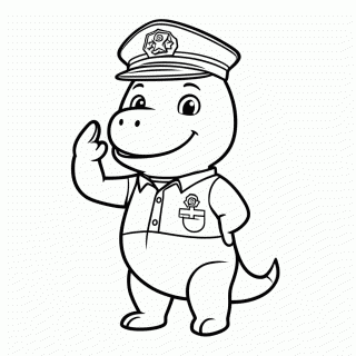Dino Policial para colorir