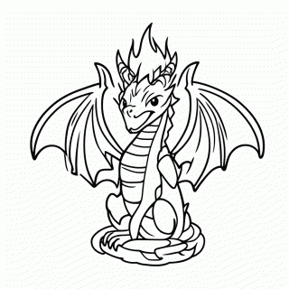 Dragao De Fogo Classico — Dragoes Misticos para Colorir