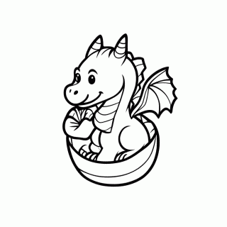 Filhote De Dragao No Ovo — Dragoes Misticos para Colorir