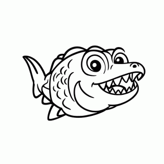 Piranha Animada para colorir