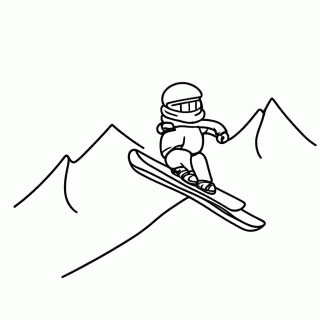Snowboardista Na Montanha para colorir