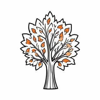 Outono Arvore Laranja para colorir