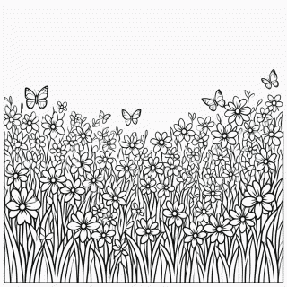 Primavera Com Flores — Estações do Ano para Colorir