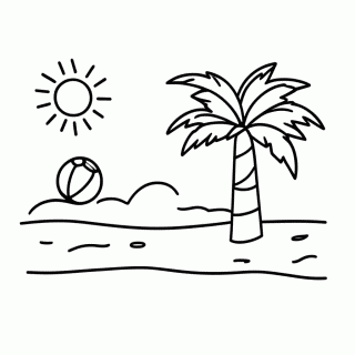 Verao Praia Com Sol para colorir