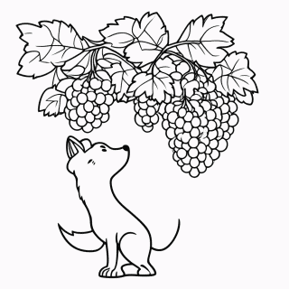 A Raposa e as Uvas para colorir