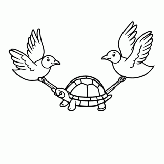 A Tartaruga e os Patos para colorir