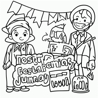 Festa Junina — Bandeirinhas para colorir