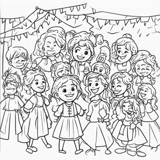 Festa Junina — Quadrilha para colorir