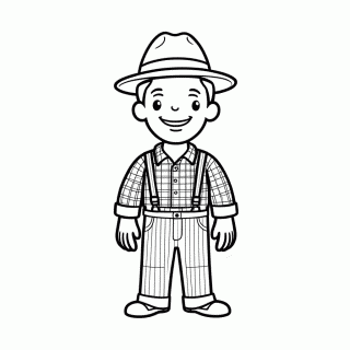 Caipira Com Chapeu — Festa Junina para Colorir