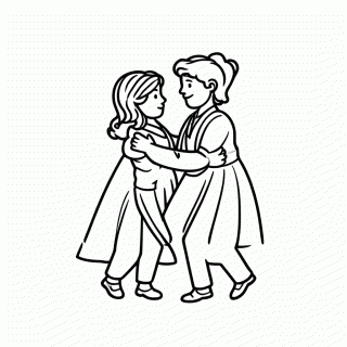 Quadrilha Casal Dancando para colorir