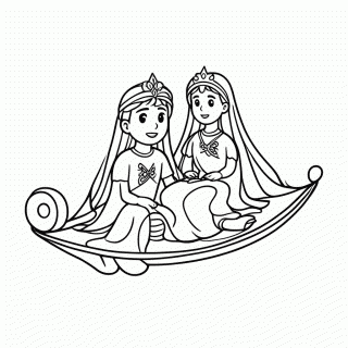 Aladdin e Jasmine para colorir