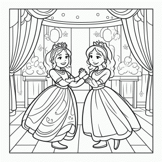 Bela e a Fera Dançando para colorir