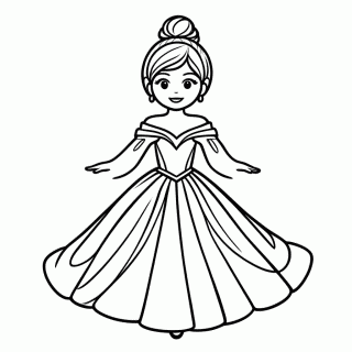 Bela com Vestido Amarelo para colorir