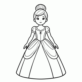 Cinderela com Vestido de Baile para colorir