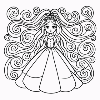 Rapunzel de Cabelo Longo para colorir