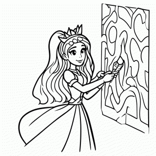 Rapunzel Pintando para colorir