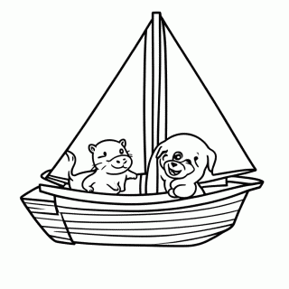 Os Animais no Barco para colorir
