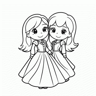 Elsa E Anna Juntas para colorir