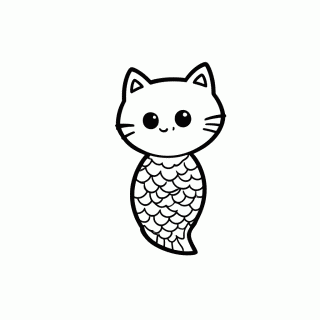 Gata Sereia para colorir