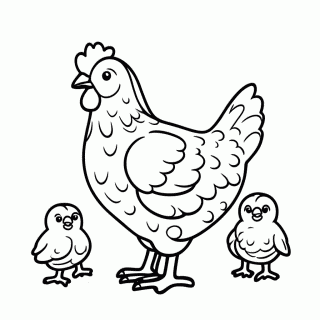 Galinha e Pintinhos para colorir