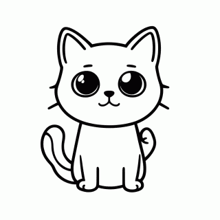 Gato com Olhos Pidões para colorir