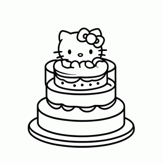Bolo Da Kitty para colorir
