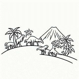 Ilha Dos Dinossauros para colorir