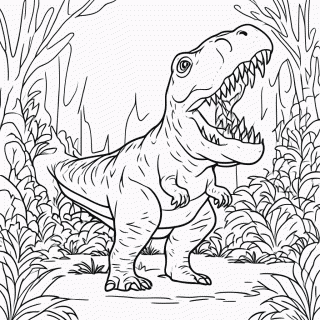T Rex Rugindo — Jurassic Park / World para Colorir