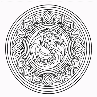 Dragao Mandala — Kung Fu Panda para Colorir