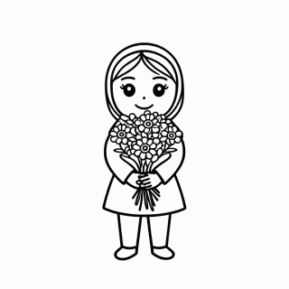 Masha com Flores para colorir