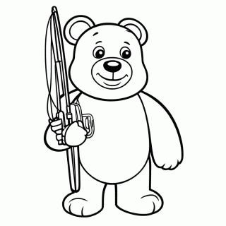 Urso Pescando para colorir