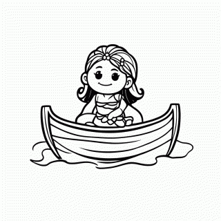 Moana No Barco — Moana para Colorir
