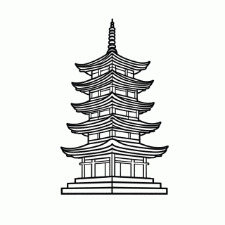 Pagoda Chinesa para colorir