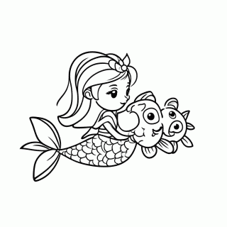 Ariel e Linguado para colorir
