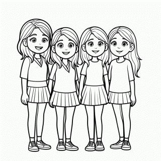 Mei e as Amigas para colorir