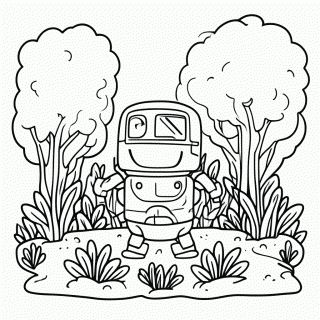 A Robô na Floresta para colorir