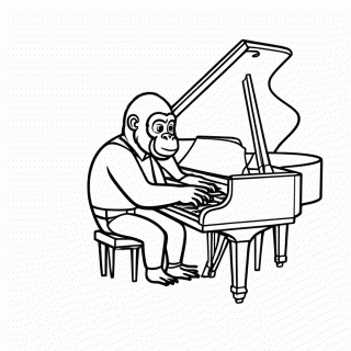 Johnny no Piano para colorir