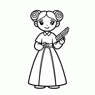 Princesa Leia — Star Wars para Colorir