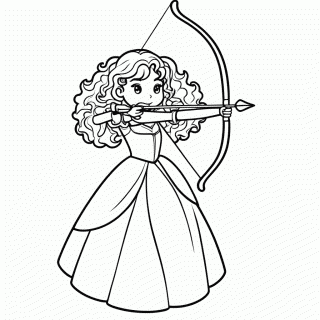 Merida com Arco e Flecha para colorir